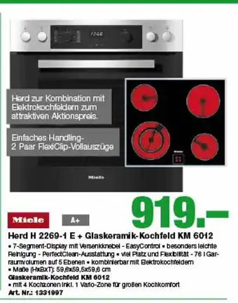 EP Miele Herd H 2269-1 E + Glaskeramik-kochfeld Km 6012 Angebot