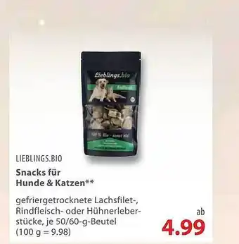 basic Lieblings.bio Snacks Für Hunde & Katzen 50/60g Beutel Angebot