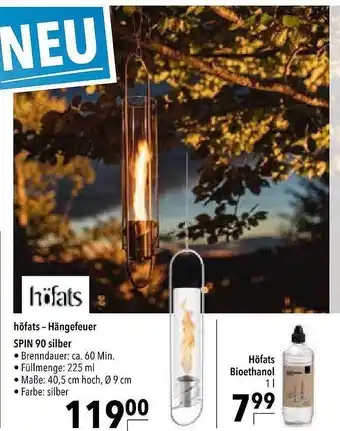 CITTI Markt Höfats - Hängefeuer Spin 90 Silber Oder Höfats Bioethanol Angebot