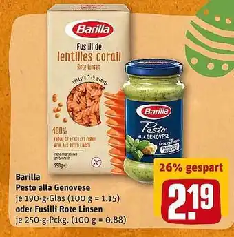 REWE Barilla Pesto Alla Genovese Oder Fusilli Rote Linsen Angebot