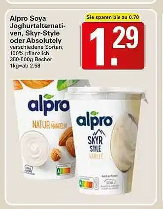 WEZ Alpro Soya Joghurtalternativen, Skyr-style Oder Absolutely Angebot