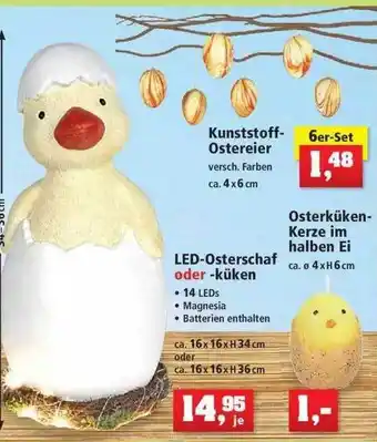 Thomas Philipps Kunststoff Ostereier, Led Osterschaf Oder Küken, Osterküken Kerze Im Halben Ei Angebot