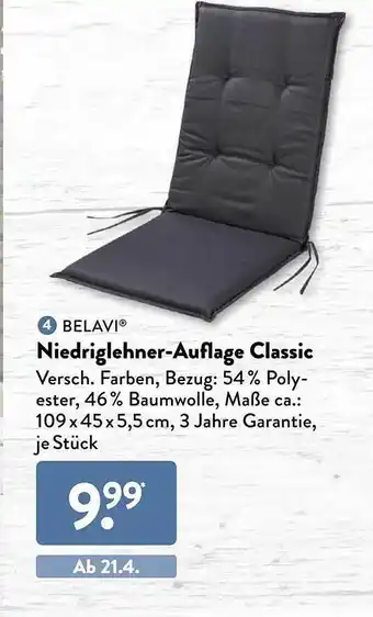 Aldi Süd Belavi Niedriglehner-auflage Classic Angebot