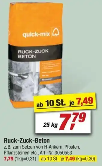 toom Baumarkt Ruck Zuck Beton 25kg Angebot