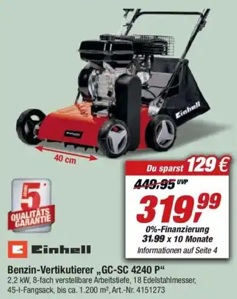 toom Baumarkt Einhell Benzin Vertikutierer GC-SC 4240 P Angebot