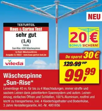 toom Baumarkt Vileda Wäschespinne Sun Rise Angebot