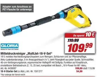 toom Baumarkt Gloria Mitteldruckreiniger MultiJet 18V Set Angebot