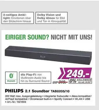 EP Philips 2.1 Soundbar Tab8205.10 Angebot