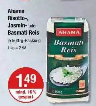 V Markt Ahama Risotto-, Jasmin- Oder Basmati Reis Angebot