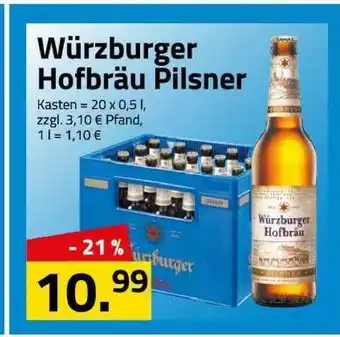 Logo Getränkemarkt Würzburger Hofbräu Pilsner 20x0,5L Angebot