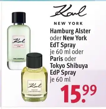 Rossmann Karl Hamburg Alster o. New York edt Spray 60ml o. Paris o. Tokyo Shibuya edp Spray 60ml Angebot