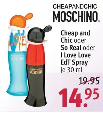 Rossmann CheapAndChic Moschino Cheap And Chic o. So Real o. I Love Love edt Spray 30ml Angebot