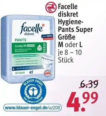 Rossmann Facelle diskret Hygieneants Super Grosse M o. L 8-10st Angebot