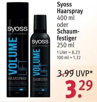 Rossmann Syoss Haarspray 400ml o. Schaumfestiger 250ml Angebot