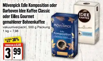 Edeka Frischemarkt Mövenpick Edle Komposition oder Darboven Idee Kaffee Classic oder Eilles Gourmet gemahlener Bohnenkaffee 500g Packung Angebot