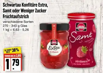 Edeka Frischemarkt Schwartau Konfitüre Extra, Samt oder Weniger Zucker Fruchtaufstrich 270-340g Glas Angebot