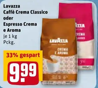 REWE Lavazza Caffè Crema Classico oder Espresso Crema e Aroma 1kg Pckg. Angebot