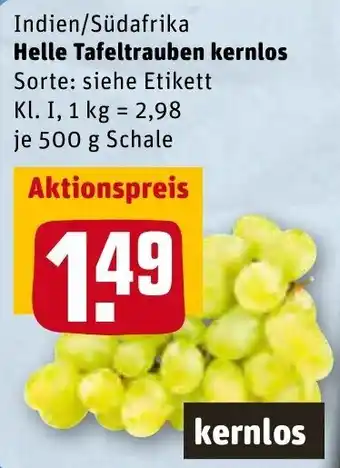 REWE Helle Tafeltrauben kernlos 500g Schale Angebot