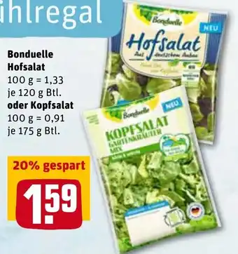 REWE Bonduelle Hofsalat 120g oder Kopfsalat 175g Beutel Angebot