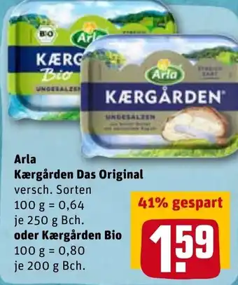 REWE Arla Kærgården Das Original 250g Becher oder Kærgården Bio 200g Becher Angebot