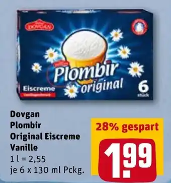 REWE Dovgan Plombir Original Eiscreme Vanille 6x130ml Pckg. Angebot