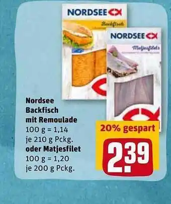 REWE Kaufpark Nordsee Backfisch Mit Remoulade Oder Matjesfilet Angebot