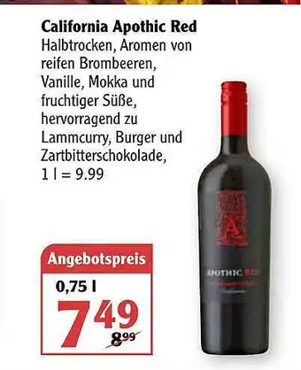 Globus California Apothic Red Angebot