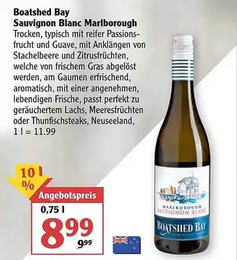 Globus Boasthed Bay Sauvignon Blanc Marlborough Angebot