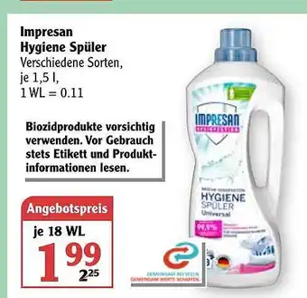 Globus Impresan Hygiene Spüler Angebot