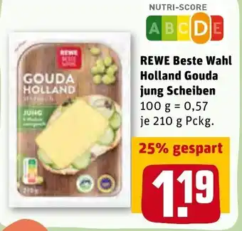 REWE Rewe Beste Wahl Holland Gouda jung Scheiben 210g Pckg. Angebot