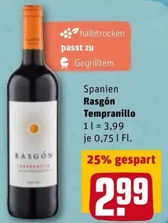 REWE Rasgón Tempranillo 0,75L Angebot