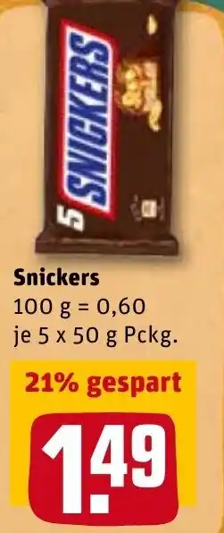 REWE Snickers 5x50g Pckg. Angebot