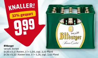 REWE Bitburger 20x0,5L/24x0,33L Angebot