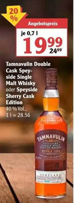 Globus Tamnavulin Double Cask Single Malt Whisky Oder Speyside Sherry Cask Edition Angebot