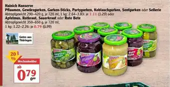 Globus Hainich Konserve Pflaumen Gewürzgurken Gurken-sticks Partygurken Kobkauchgurken Senfgurken Oder Sellerie Oder Apfelmus Rotkra Angebot