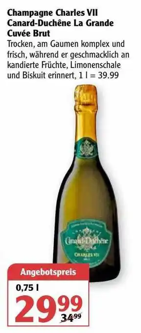 Globus Champagne Charles Vii Canard-duchêne La Grande Cuvée Brut Angebot