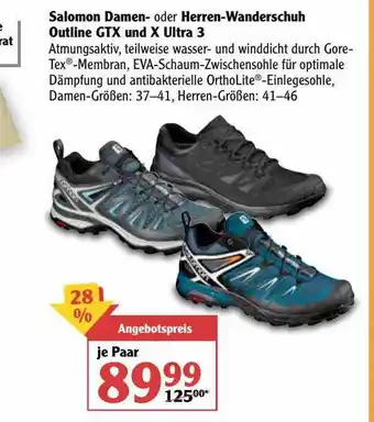 Globus Salomon Damen- Oder Herren-wanderschuh Outline Gtx Und X Ultra 3 Angebot