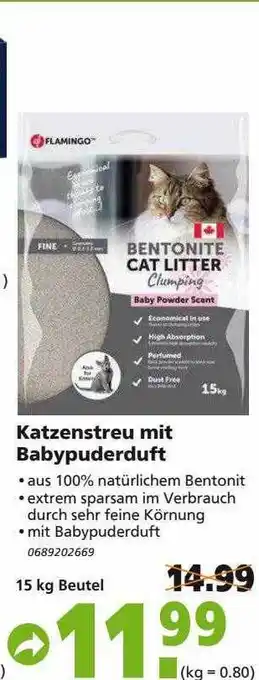 Globus Baumarkt Katzenstreu Mit Babypuderduft Flamingo Angebot