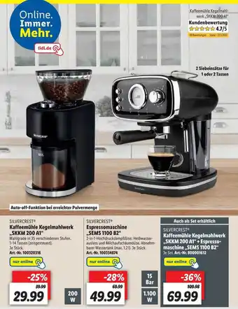 Lidl Kaffeemühle Kegelmahlwerk, Espresomaschine, Kaffeemühle Kegelmahlwerk Angebot