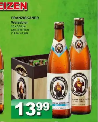 Getränkeparadies Gefromm Franziskaner Weissbier 20x0,5L Angebot