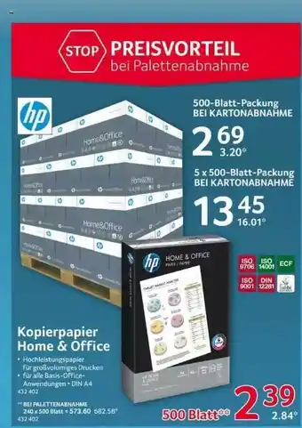 Selgros Hp Kopierpaper Home & Office Angebot