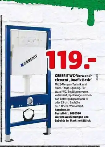 Hagebau Geberit Wc-Vorwandelement „Duofix Basic” Angebot