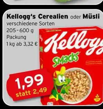 CAP Markt Kellogg's Cerealien oder Müsli 205-600g Angebot