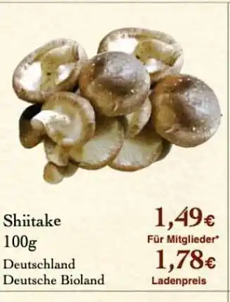 LPG Biomarkt Shiitake 100g Angebot