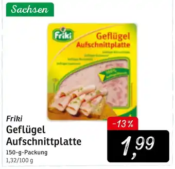 KONSUM Friki Geflügel Aufschnittplatte 150g Packung Angebot