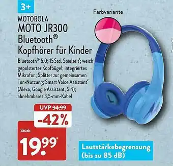 Aldi Nord Motorola Moto Jr300 Bluetooth Kopfhörer Für Kinder Angebot