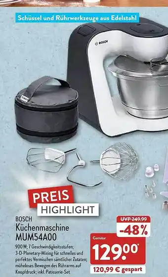 Aldi Nord Bosch Küchenmaschine Mum54a00 Angebot