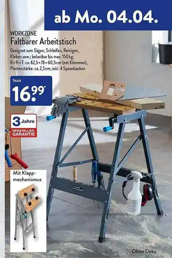 Aldi Nord Workzone Faltbarer Arbeitstisch Angebot