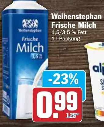 Hit Weihenstephan Frische Milch 1L Packung Angebot