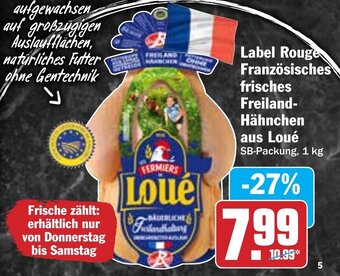 Hit Label Rouge Französisches Frisches Freiland Hähnchen aus Loué Angebot